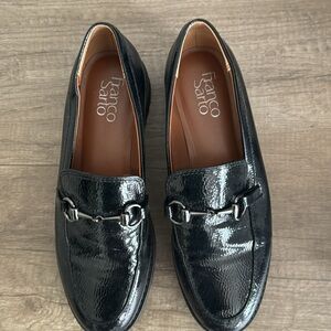 Black patent leather loafers